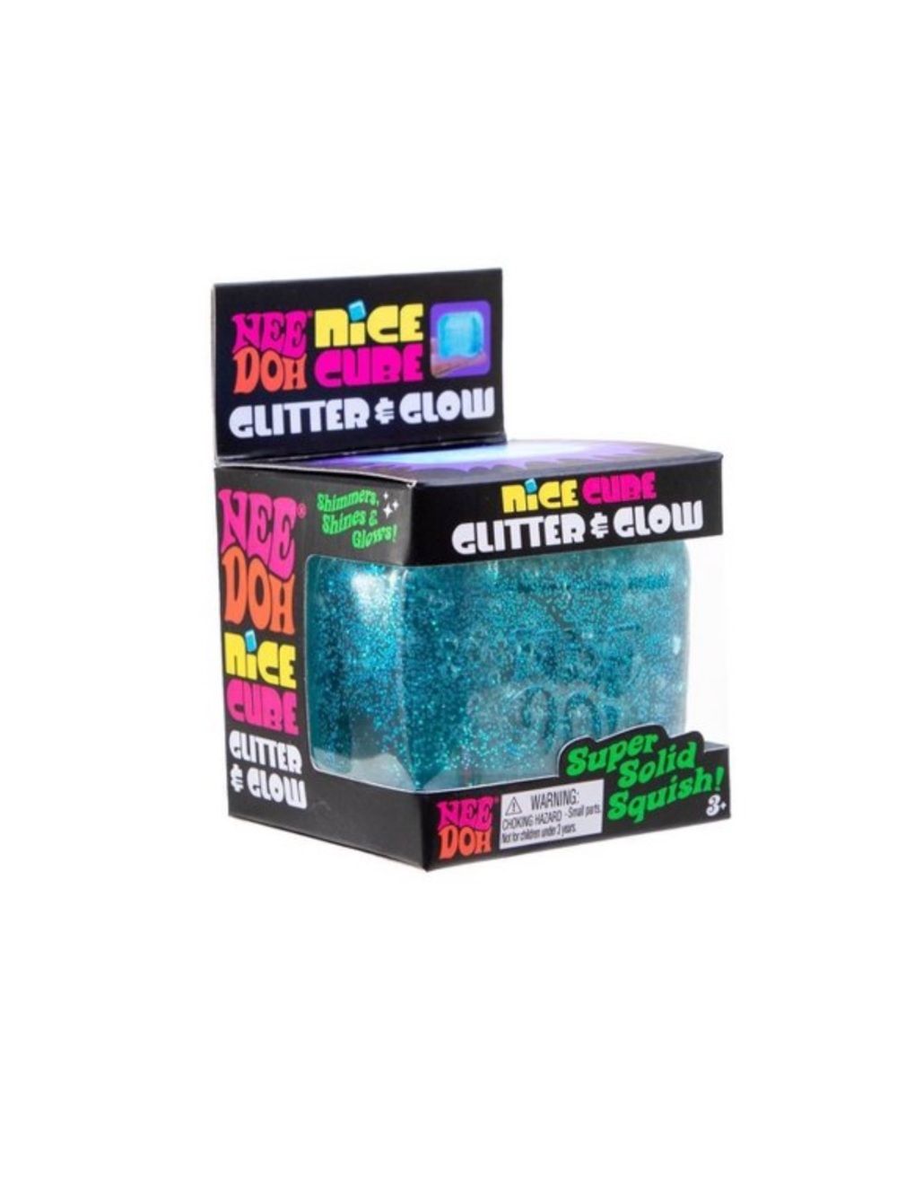 Nice Cube Glitter & Glow - Teal Glitter Squishy Toy